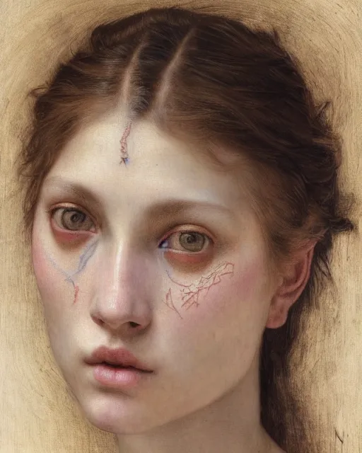 Prompt: close up of a beautiful girl with intricate tribal tattoos, by edgar maxence and caravaggio and michael whelan and delacroix style, artistic, intricate drawing, light brazen, realistic fantasy, extremely detailed and beautiful aesthetic face, 8 k resolution, dramatic lighting