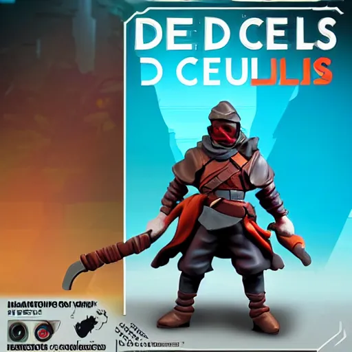 Prompt: dead cells main character action figure