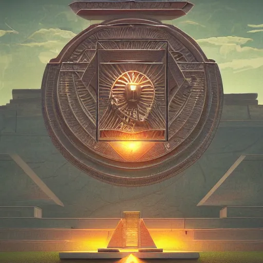 Image similar to ancient geometric solar temple , stylish, lsd, trending on artstation, cinematic, artwork by WLOP