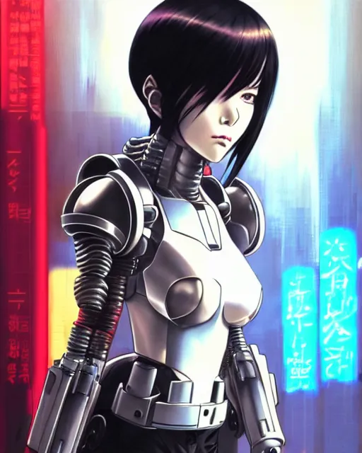 portrait Anime cyborg girl, cyberpunk, cute-fine-face,, Stable Diffusion