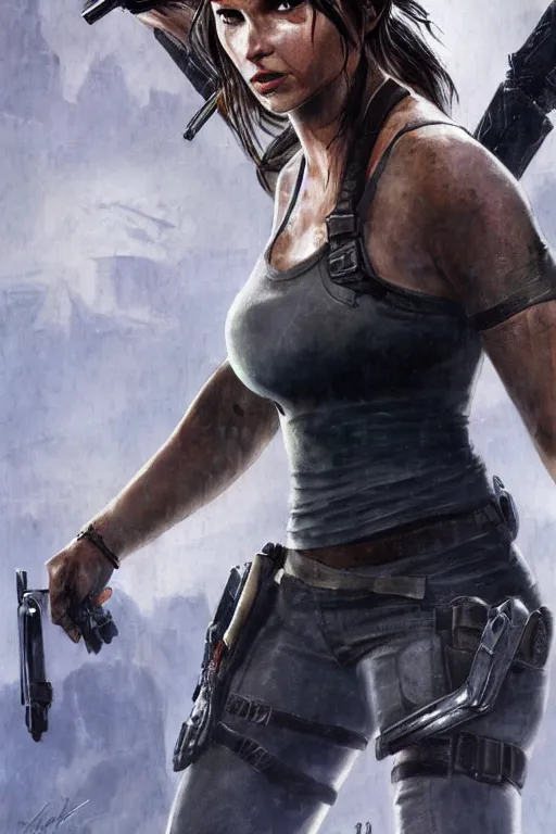 Prompt: Lara Croft on The Avengers, movie poster concept art, photorealistic, detailed