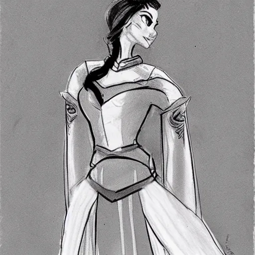 Image similar to milt kahl sketch of victoria justice as princess padme from star wars episode 3