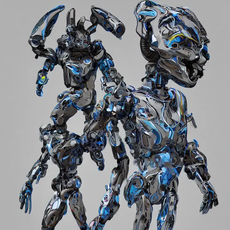 Image similar to a detailed centered fullbody artistic 3 d sculpture of an antropomorphic humanoid android with a head of a lynx. lowbrow blacklight color palette. artwork by subjekt zero. rendered by machine. delusions in discodiffusion. collect influence from mechas and robots on artstation deviantart and instagram.