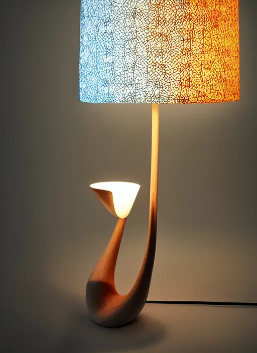 Image similar to A large lamp with fabric lampshade designed by Petros Afshar