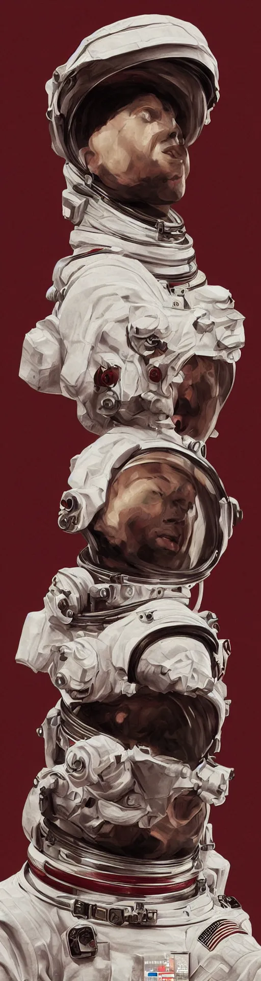 Image similar to a detailed bust of an astronaut art by caravaggio, dynamic lighting, gradient dark red, cream and white color scheme, cinematic, epic composition, hd, digital painting, digital art, concept art, illustration, comic art, stylized, masterpiece, award - winning
