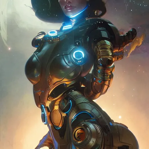 Image similar to cyborg droid entanglement milky way, epic lighting, sketch illustration, ultra detailed, art by artgerm and greg rutkowski and alphonse mucha