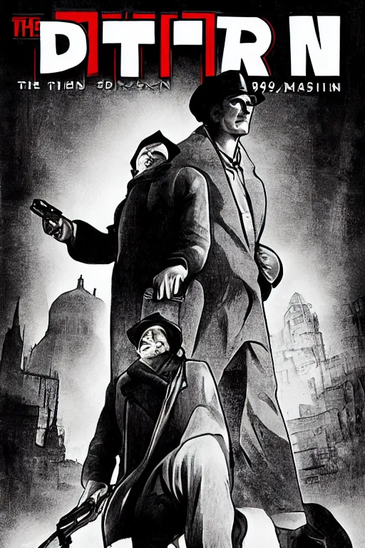 Prompt: the third man ( 1 9 4 9 ) movie poster in the style of red faction ii ( 2 0 0 2 ) ps 2 cover art