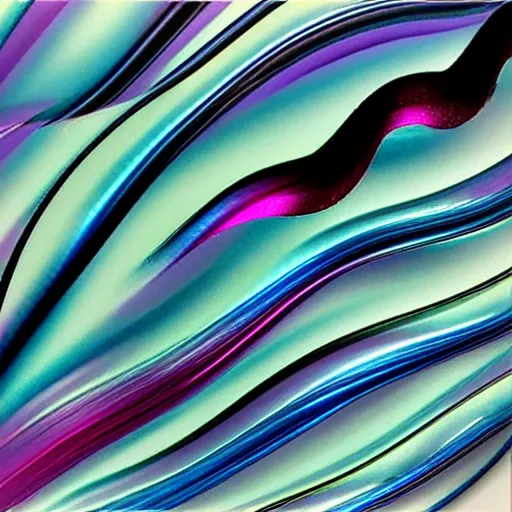 Prompt: beautiful matte airbrush glossy metal wavy shape, dull and cold colors, inspired by 8 0's airbrush illustrations, art by pater sato