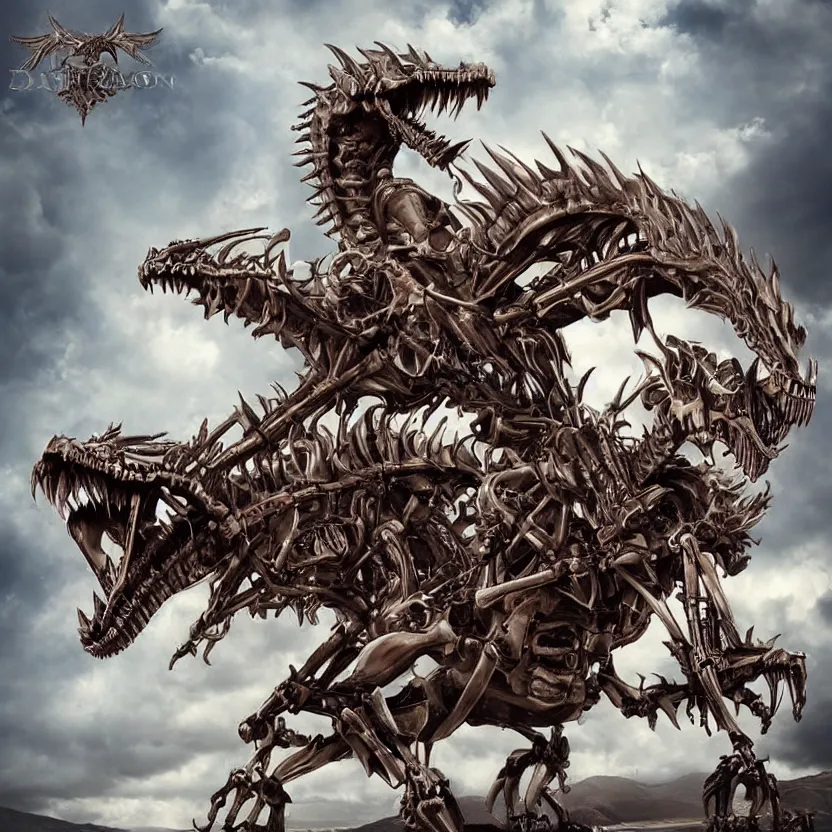 Prompt: a gigantic skeleton dragon motorcycle, advertisement photography, artstation, digital art,