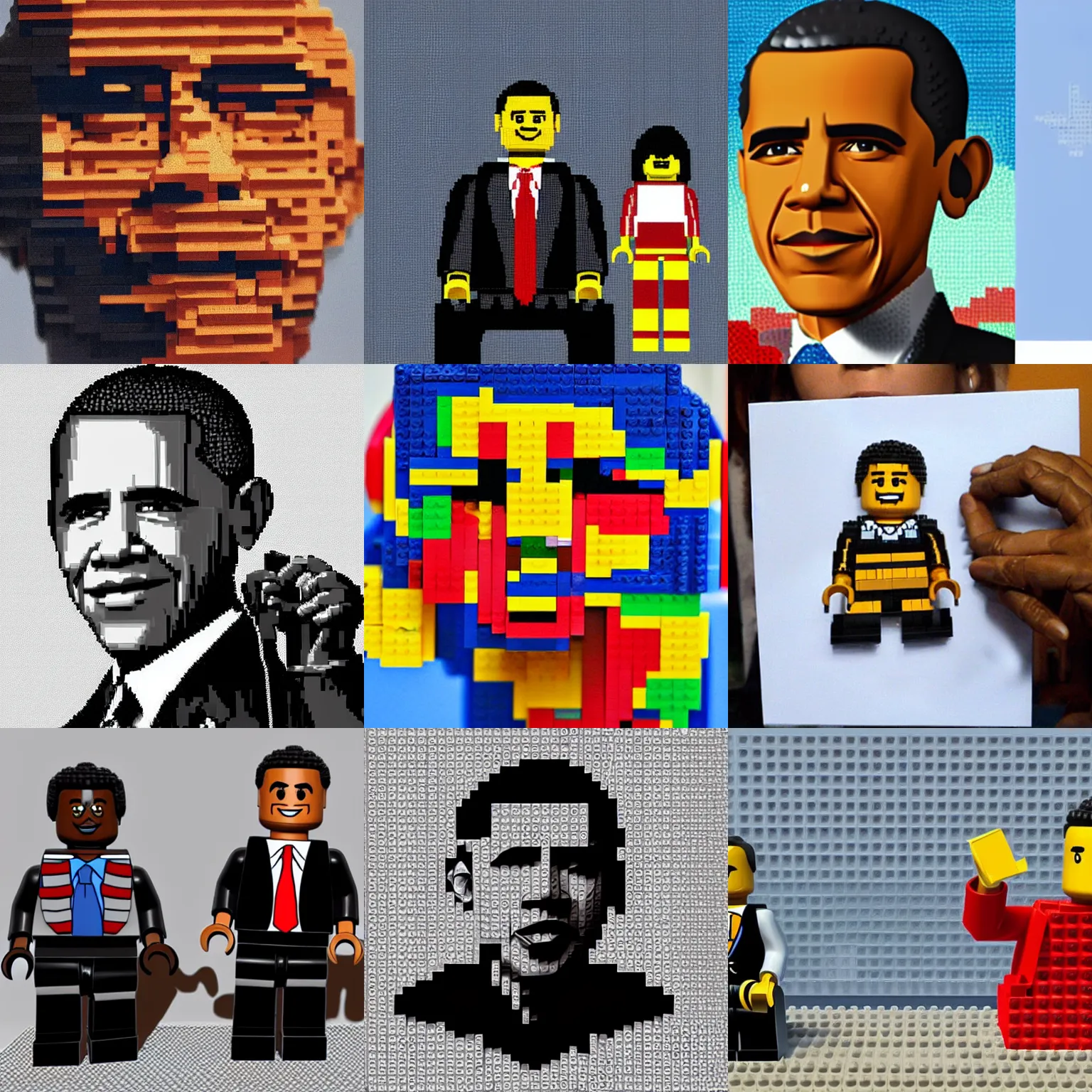 Prompt: obama made out of lego, realistic