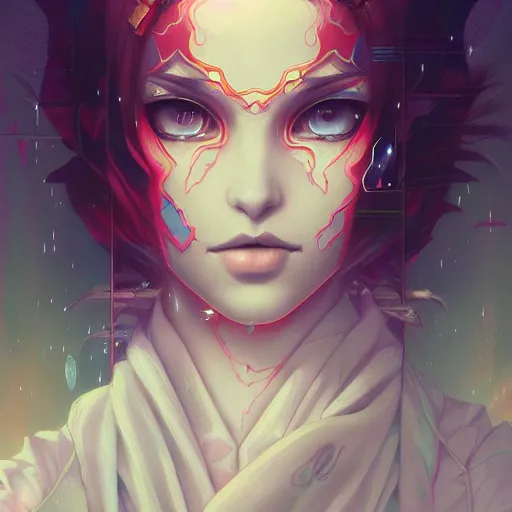 Prompt: a beautiful painting of a very detailed face of anime by tom bagshaw, dan mumford, beeple, trending on artstation.