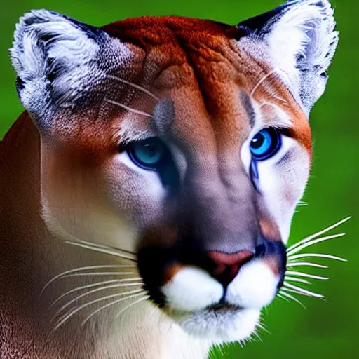 Image similar to a profile photo of a cougar head blue white