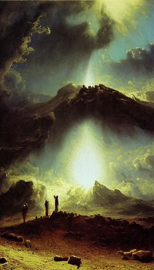 Prompt: the end of the world, by albert bierstadt,