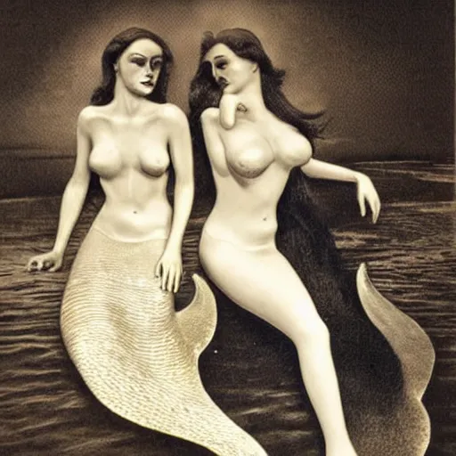 Image similar to arresting mermaids, vintage, realistic