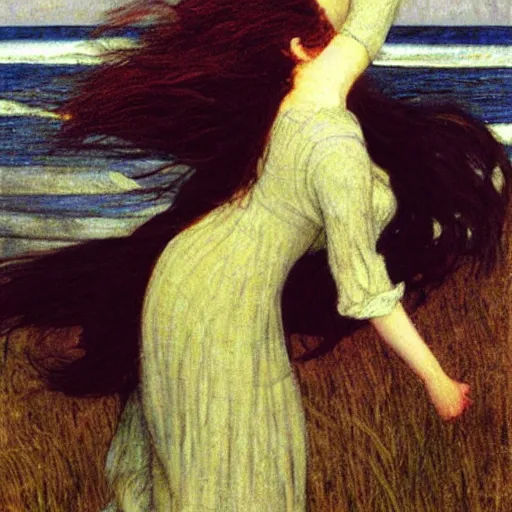 Prompt: wind kissed ( ( ( ( picture ) ) ) ), ashes, lament, by waterhouse, sendak