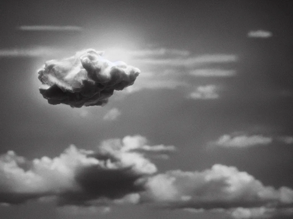 Prompt: cloud hand, finger tip nuclear explosions, small scale models, tilt shift, dramatic monochromatic lighting