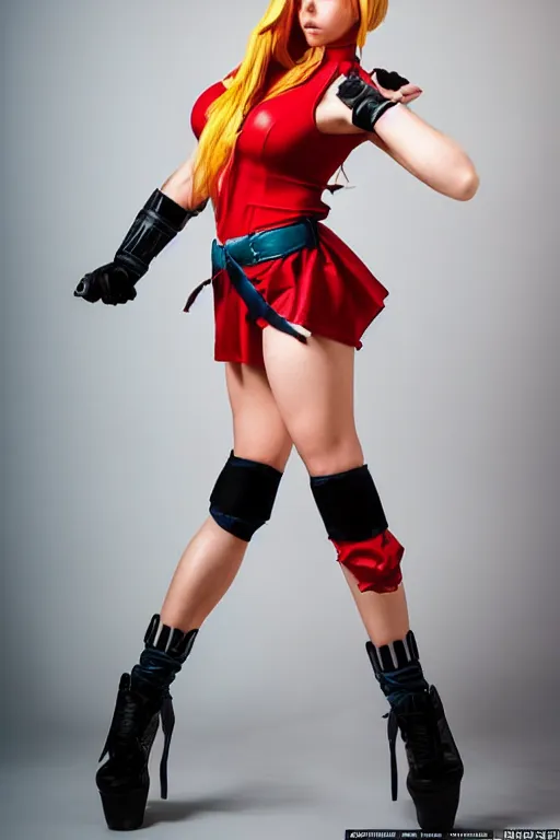 Prompt: cosplaying as cammy from street fighter, promo shoot, studio lighting, professional, trending on instagram