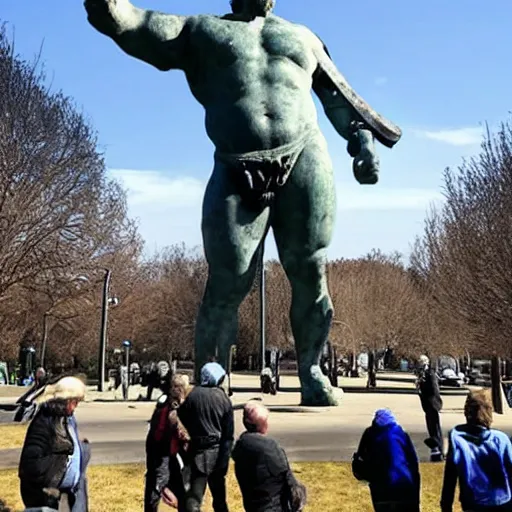 Prompt: giant roman statue of bernie sanders