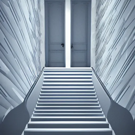 Image similar to a white maze of doorways and stairs, empty, artstation, epic composition