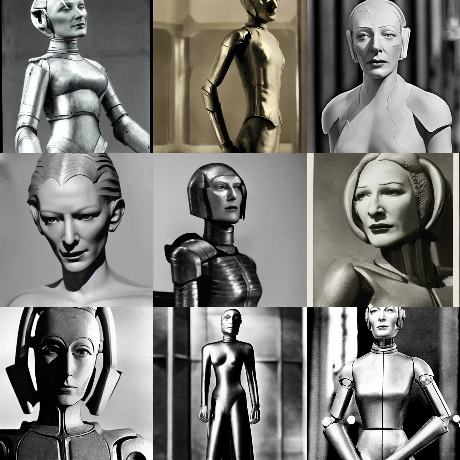 Prompt: sculpture of cate blanchett as android from metropolis (1927)