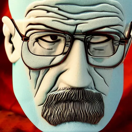 Prompt: walter white made of water, water elemental, blown glass figure, watery