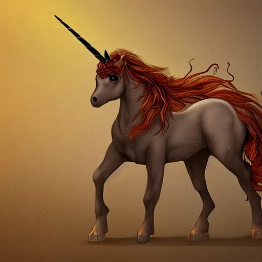 Image similar to a small fierce unicorn, fantasy art