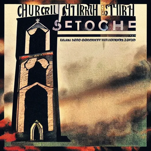 Image similar to church steeple album cover, poster art, cover art