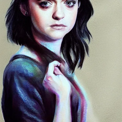 Prompt: beautiful portrait painting of a combination of Maisie Williams, Krysten Ritter, Anne Hathaway and Natalia Dwyer Christina Ricci and Lily Collins