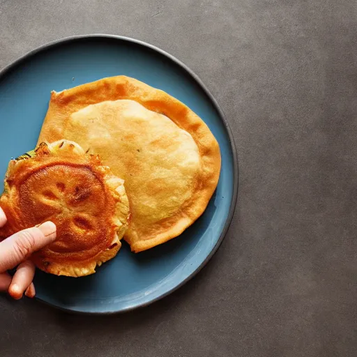 Image similar to an empanadilla turnover fritter, realistic food photography