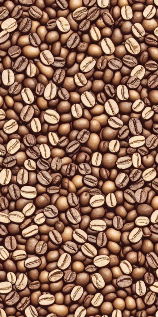 Image similar to seamless pattern of coffee beans, latte art, 60's poster, symmetrical, high detail, repeating 35mm photography