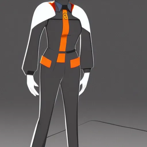 Image similar to a futuristic female security guard in american animation style