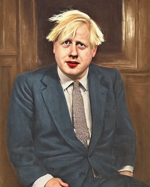 Image similar to a 1 9 4 0 s portrait of boris johnson