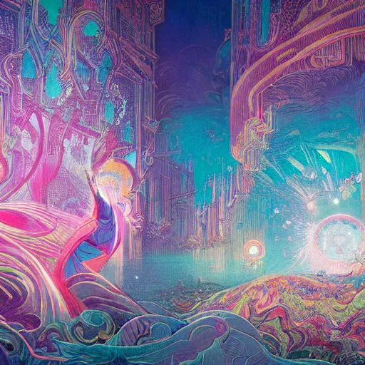 Image similar to palace opalescent lightning sacred sharp focus cinematic weird rich by victo ngai, beksinski, lisa frank, john stephens, antoni gaudi, tristan eaton, paul lehr, andreas rocha