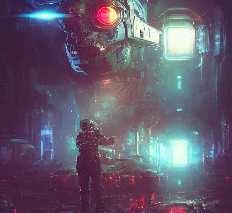 Prompt: portrait sci-fi art by Craig Mullins and Raymon Swanland, a glowing alien neon glass orb floating above the hand of a soldier, solar flares, detailed and intricate futuristic environment, cyberpunk, neon color bioluminescence, transparent reflective metal, dramatic lighting, cinematic, high technology, highly detailed portrait, digital painting, artstation, concept art, smooth, sharp focus, illustration, Artstation HQ