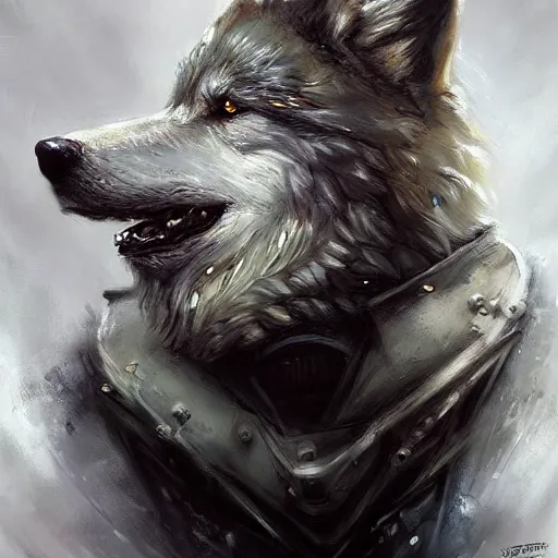 Image similar to direwolf painted by Raymond Swanland