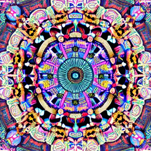 Image similar to A mandala of cats, hyper detailed, psychedelic