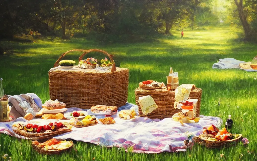 Prompt: the beautiful masterpiece that will change my life forever, natural light, a picnic lunch