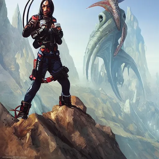 Prompt: prey stands in defiance seconds before being devoured by the predator, art by artgerm, artwork by yohann schepacz and stephan martiniere