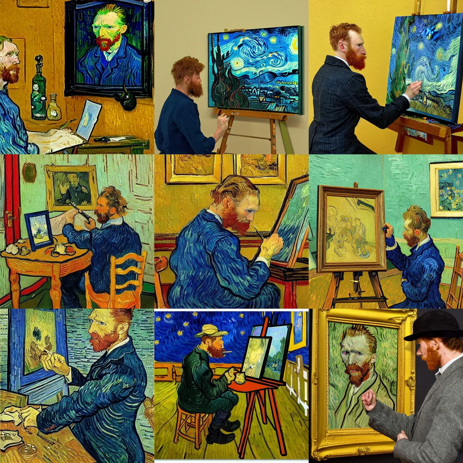 Van Gogh painting a picture of Van Gogh painting a | Stable Diffusion