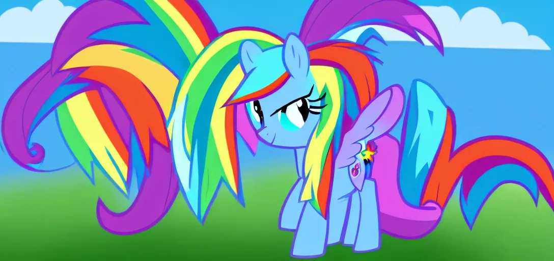 Image similar to rainbow dash, mlp, my little pony, cartoon