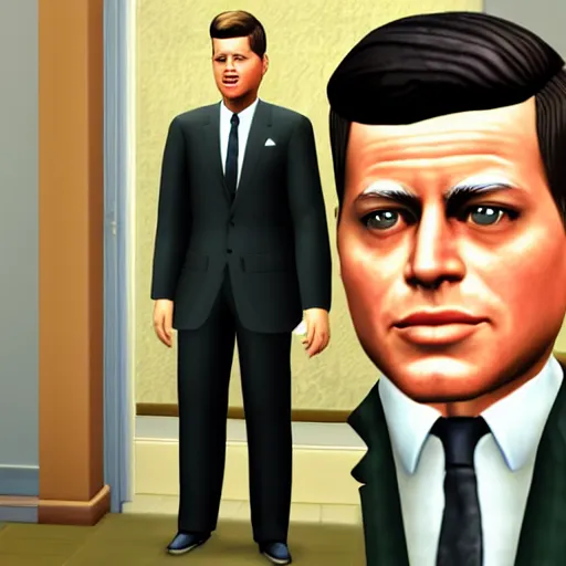 Image similar to jfk as a sims character