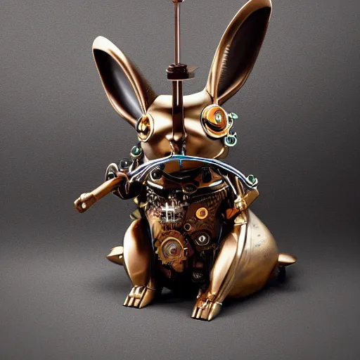 Prompt: a mechanical steampunk rabbit, 4 k
