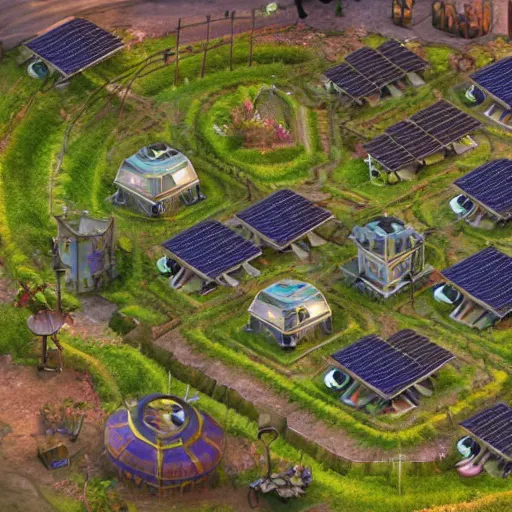 Image similar to solarpunk village