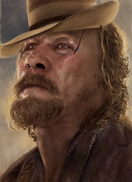 Image similar to Ted Levine as Buffalo Bill in Silence of the Lambs (1991), highly detailed, centered, solid color background, digital painting, artstation, concept art, smooth, sharp focus, illustration, artgerm, donato giancola, Joseph Christian Leyendecker, Les Edwards, Ed Repka, Gil Elvgren, WLOP, Artgerm