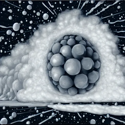 Prompt: russian fluffy hell pollen atom bomb, by jeff koons and lawren harris, ambient occlusion, speedpainting