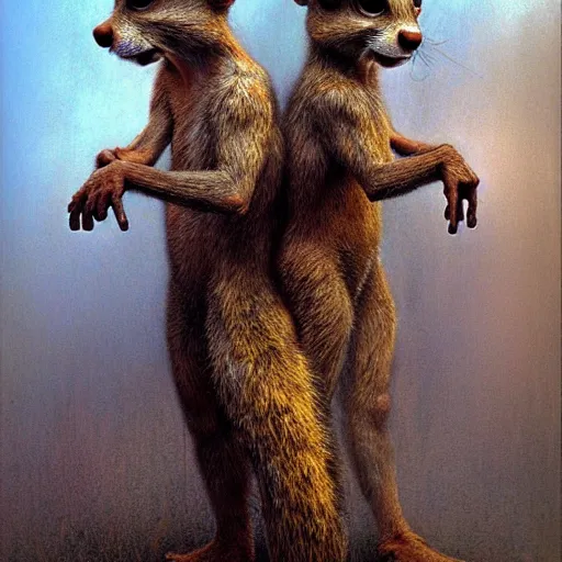 Image similar to portrait of chip and dale by luis royo and wayne barlowe, beksinski