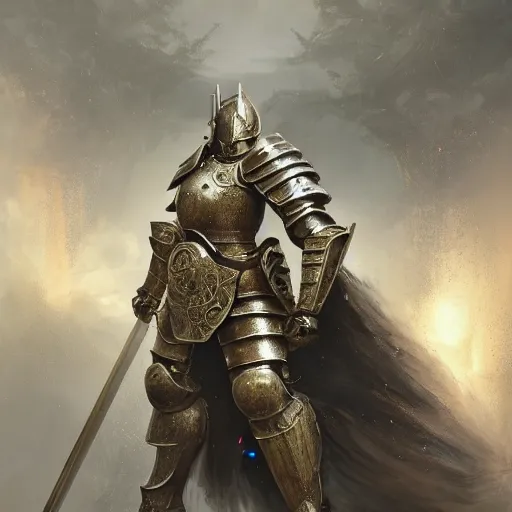 Prompt: a knight of heaven wearing heavy armor on a battlefield, au naturel, hyper detailed, digital art, trending in artstation, cinematic lighting, studio quality, smooth render, unreal engine 5 rendered, octane rendered, art style by klimt and nixeu and ian sprigger and wlop and krenz cushart