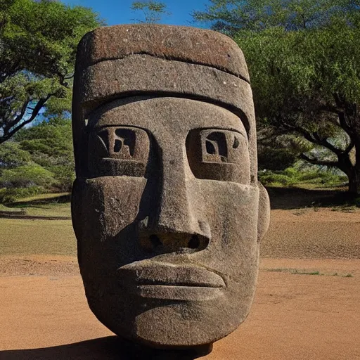 Image similar to a moai statue with the face of benjamin netanyahu