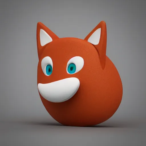 Image similar to matte colored 🦊 emoji made of clay, 3D render, perspective, studio, white background