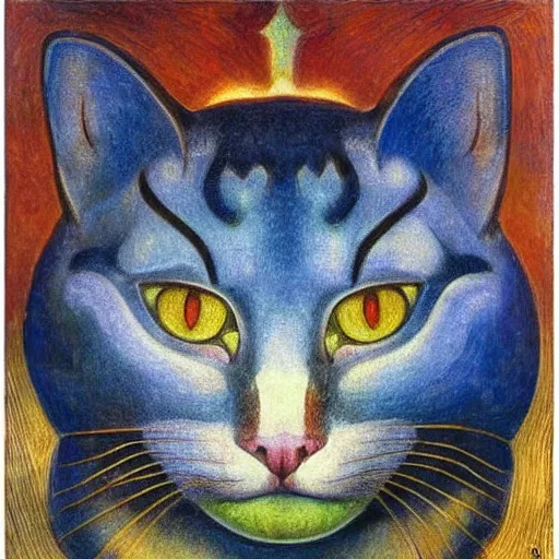 Prompt: cloisonne cat head, by annie swynnerton and diego rivera and nicholas roerich and jean delville, symbolist, dramatic lighting, god rays, elaborate geometric ornament, art brut, rich colors, smooth, sharp focus, extremely detailed, adolf wolfli and ( donato giancola )